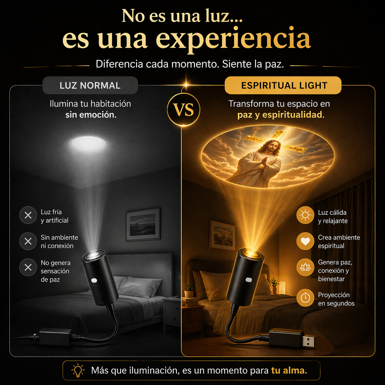 EspiritualLight. Mini proyector Religioso USB.